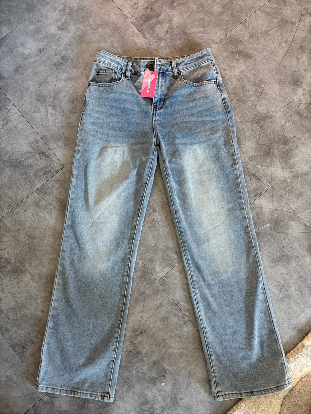 Edikted High-Rise Straight Leg Jeans - Light Blue
